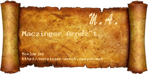 Maczinger Arnót névjegykártya